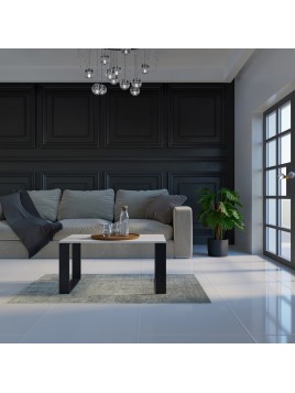 STOLIK KAWOWY ŁAWA SALON LOFT MODERN BIEL - CZERŃ