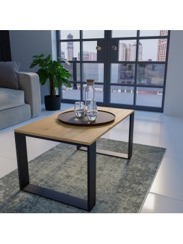 STOLIK KAWOWY ŁAWA SALON LOFT MODERN DĄB ARTISAN - CZERŃ