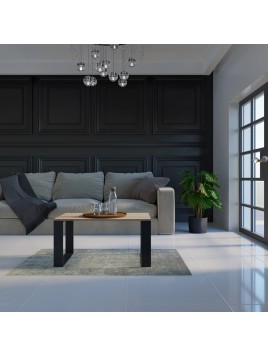 STOLIK KAWOWY ŁAWA SALON LOFT MODERN DĄB SONOMA - CZERŃ