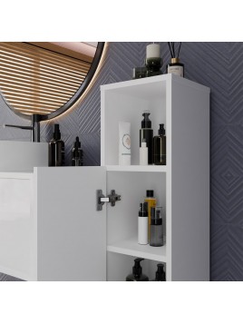 Słupek Łazienkowy ALVO 1D BIAŁY 4 Półki 1 Drzwi Szafka Do Łazienki