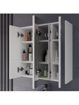 Szafka Łazienkowa POLA 3L Wisząca Z 3 Lustrami Nad Umywalkę 3 Drzwi BIAŁA