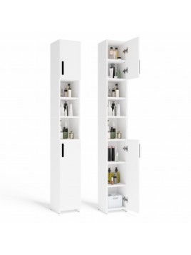 Słupek Łazienkowy ALVO 2D BIAŁY 8 Półek 2 Drzwi Szafka Do Łazienki